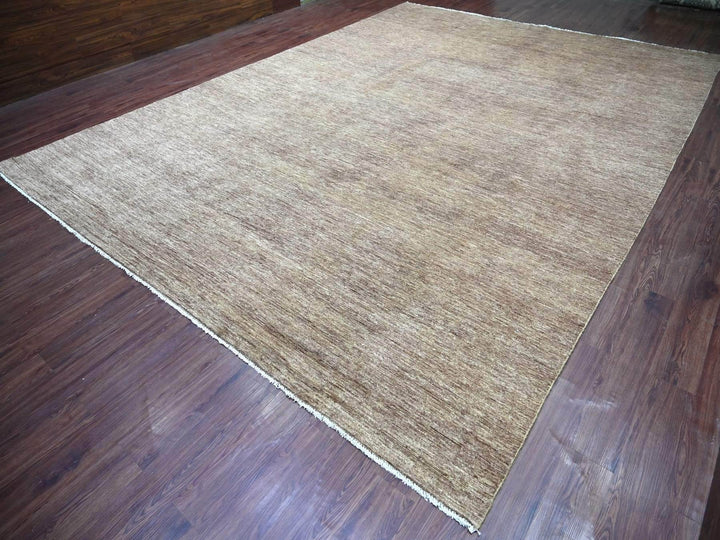 11'4" x 15'4" New Hand Knotted Brown Wool Rectangle Oriental Rug - MOA10222808
