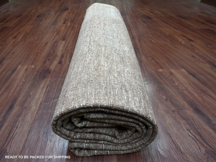 11'4" x 15'4" New Hand Knotted Brown Wool Rectangle Oriental Rug - MOA10222808