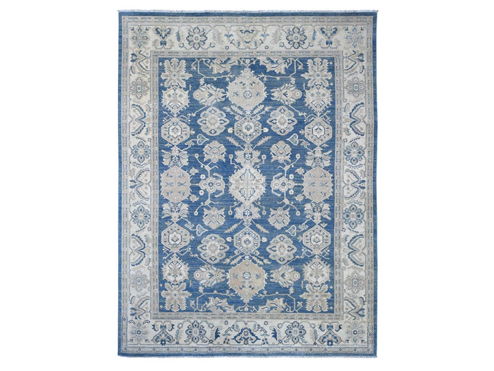 8'11" x 11'8" New Hand Knotted Blue Wool Rectangle Oriental Rug - MOA10222809