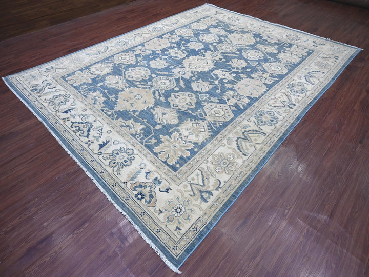8'11" x 11'8" New Hand Knotted Blue Wool Rectangle Oriental Rug - MOA10222809
