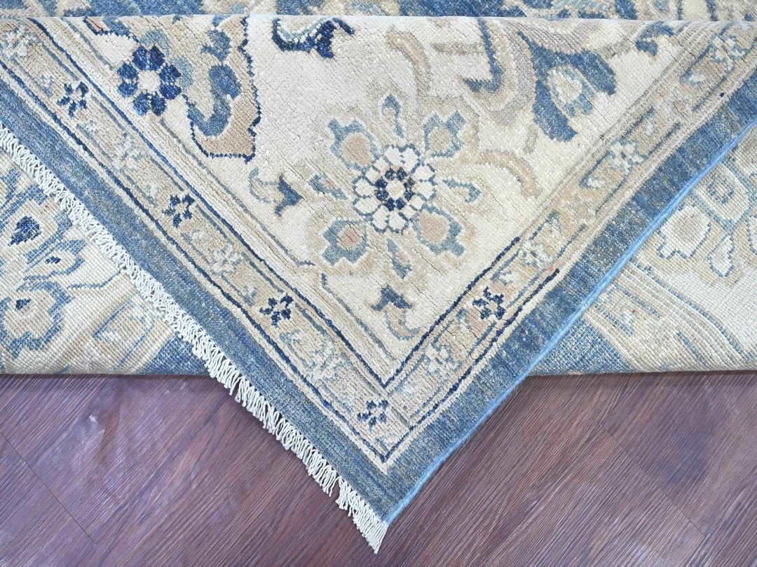 8'11" x 11'8" New Hand Knotted Blue Wool Rectangle Oriental Rug - MOA10222809
