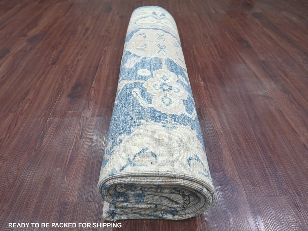 8'11" x 11'8" New Hand Knotted Blue Wool Rectangle Oriental Rug - MOA10222809