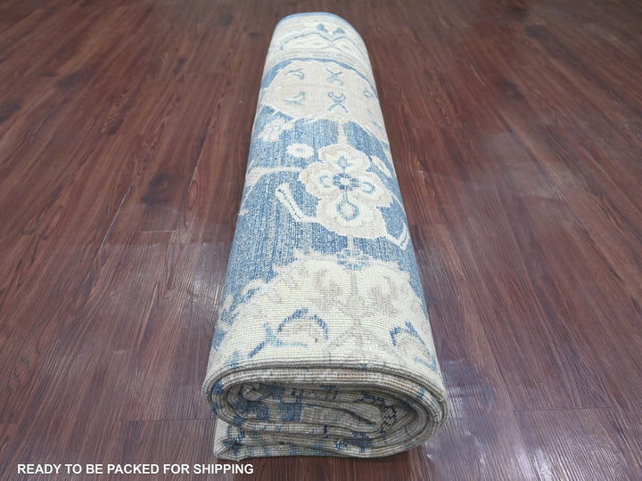 8'11" x 11'8" New Hand Knotted Blue Wool Rectangle Oriental Rug - MOA10222809
