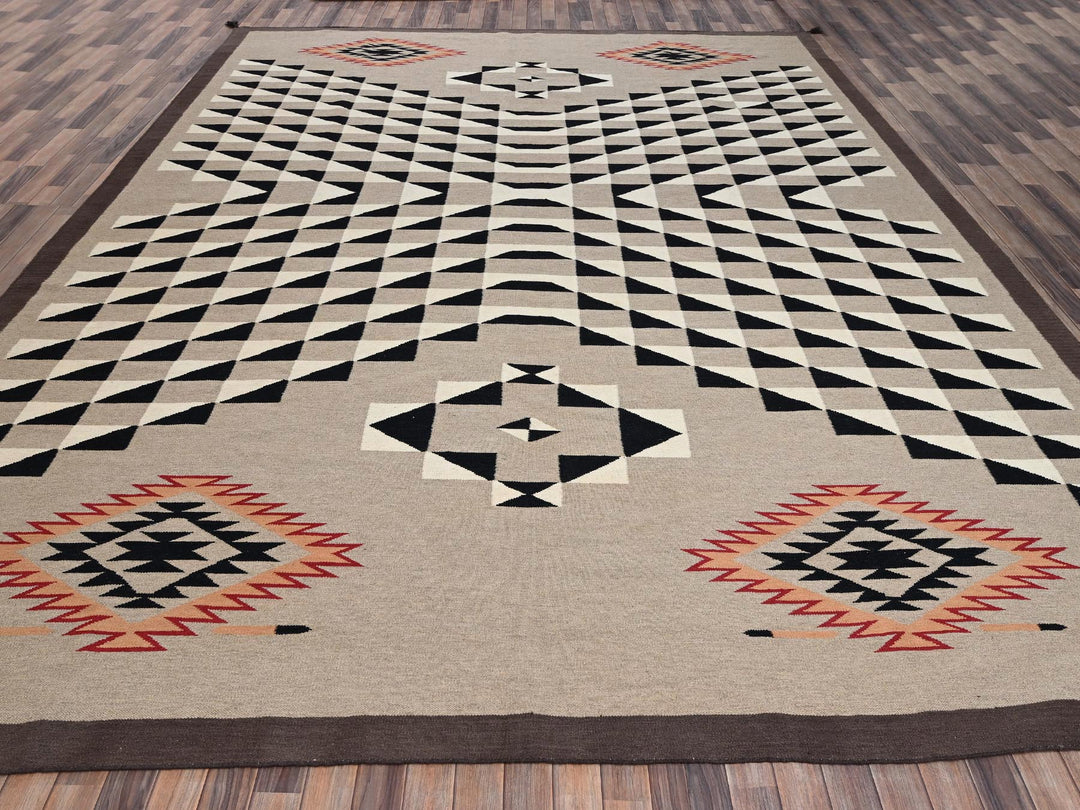 12'2" x 14'9" New Hand Woven Brown Wool Rectangle Oriental Rug - MOA1022280