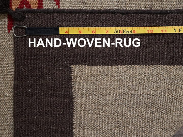 12'2" x 14'9" New Hand Woven Brown Wool Rectangle Oriental Rug - MOA1022280