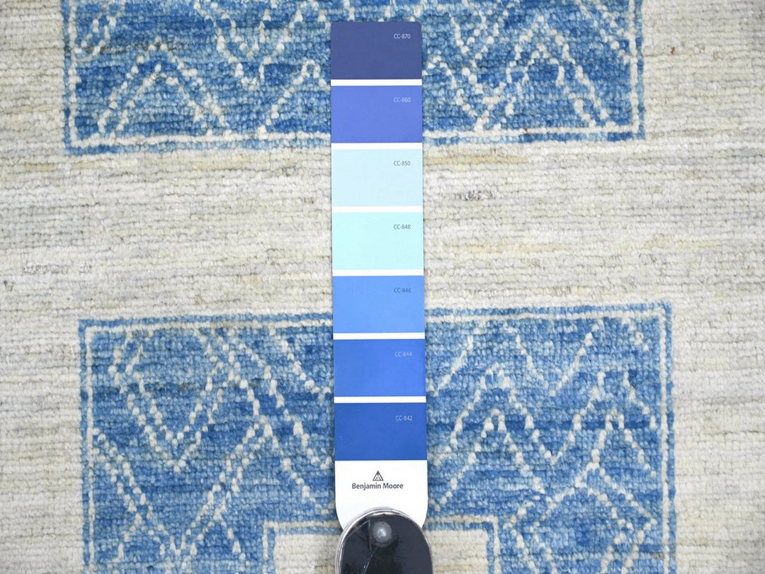 9'10" x 13'6" New Hand Knotted Blue Wool Rectangle Oriental Rug - MOA10222810