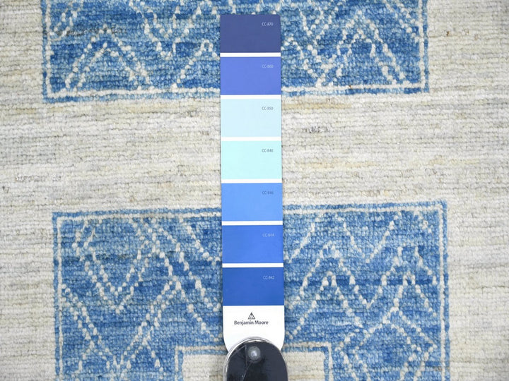 9'10" x 13'6" New Hand Knotted Blue Wool Rectangle Oriental Rug - MOA10222810