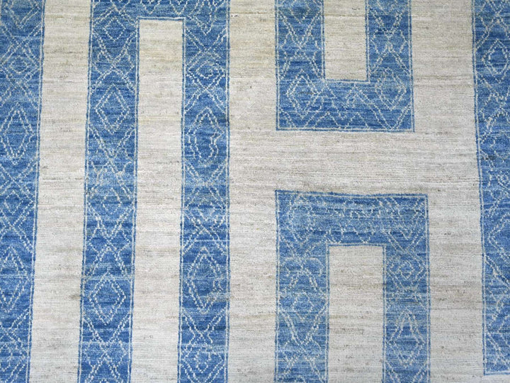 9'10" x 13'6" New Hand Knotted Blue Wool Rectangle Oriental Rug - MOA10222810