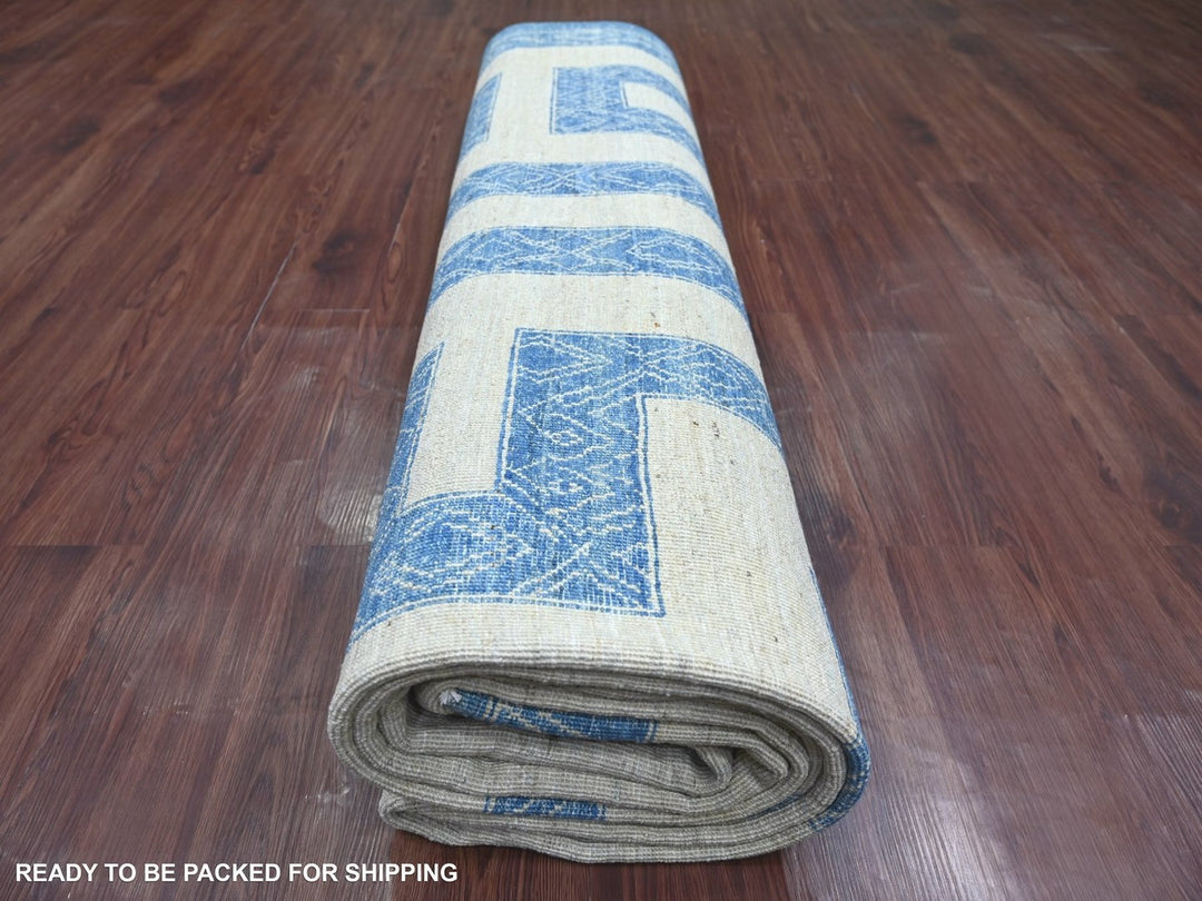 9'10" x 13'6" New Hand Knotted Blue Wool Rectangle Oriental Rug - MOA10222810