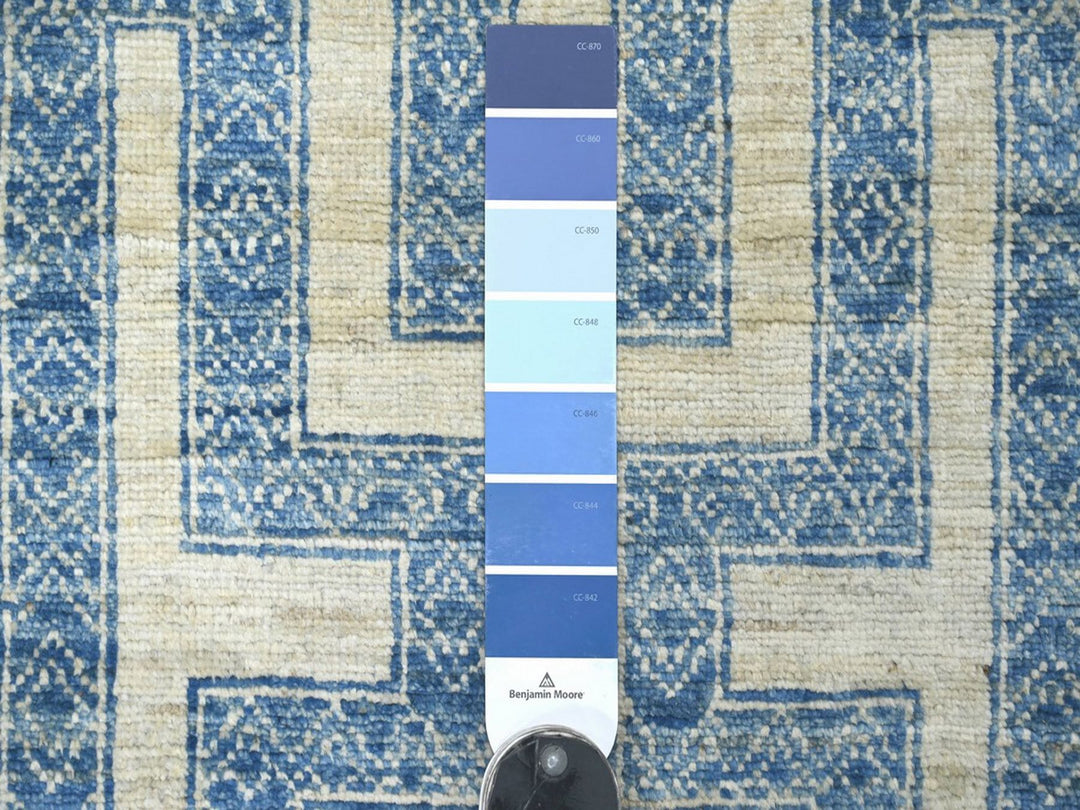 2'5" x 9'5" New Hand Knotted Blue Wool Runner Oriental Rug - MOA10222811
