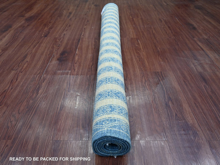 4'11" x 5'11" New Hand Knotted Blue Wool Rectangle Oriental Rug - MOA10222813