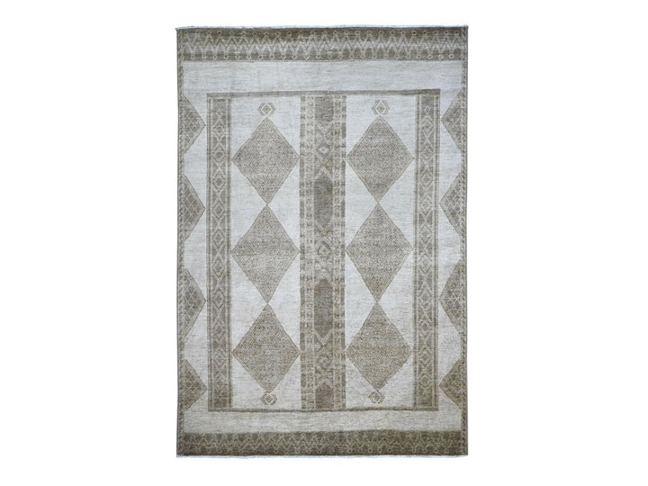 5'10" x 8'9" New Hand Knotted Ivory Wool Rectangle Oriental Rug - MOA10222814