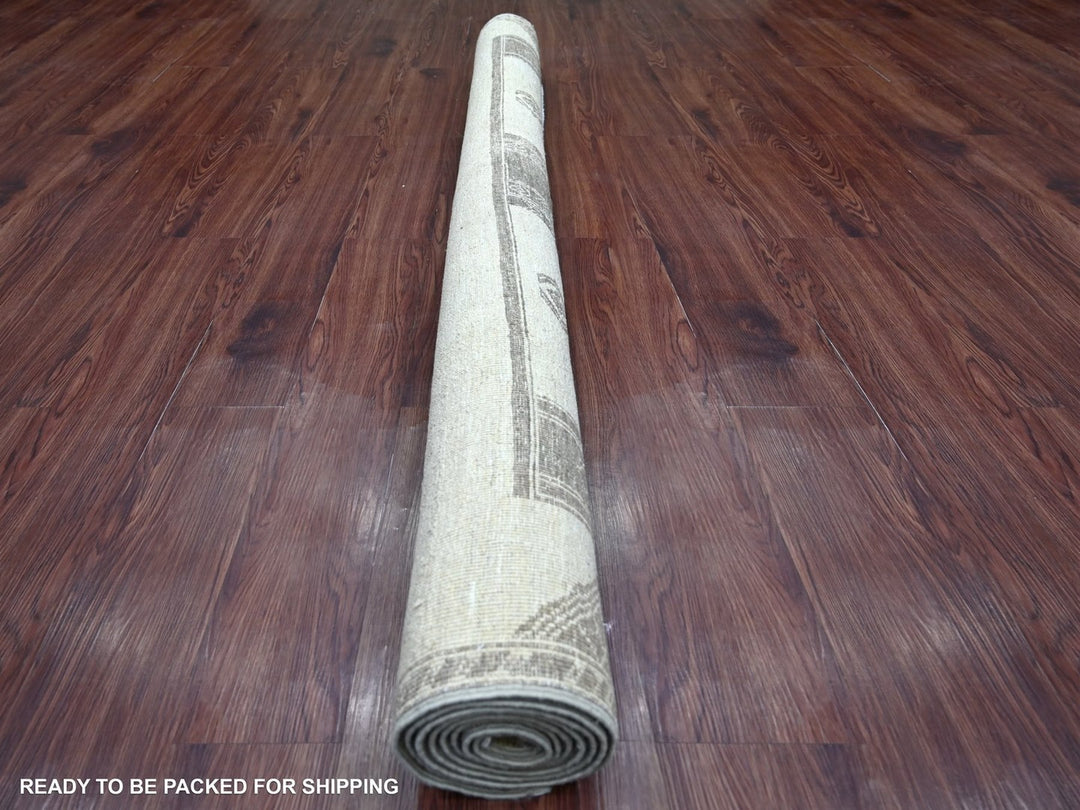 5'10" x 8'9" New Hand Knotted Ivory Wool Rectangle Oriental Rug - MOA10222814