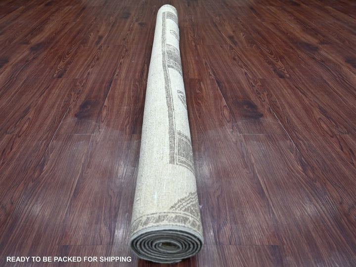 5'10" x 8'9" New Hand Knotted Ivory Wool Rectangle Oriental Rug - MOA10222814