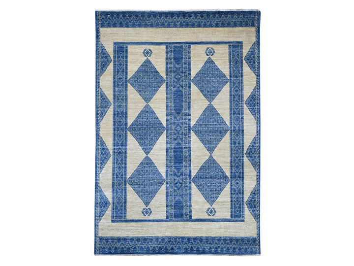 5'11" x 8'10" New Hand Knotted Blue Wool Rectangle Oriental Rug - MOA10222815