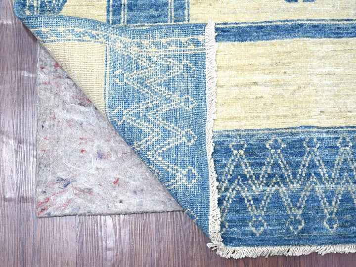 5'11" x 8'10" New Hand Knotted Blue Wool Rectangle Oriental Rug - MOA10222815