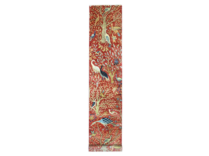 2'10" x 15'10" New Hand Knotted Red Wool Runner Oriental Rug - MOA10222816