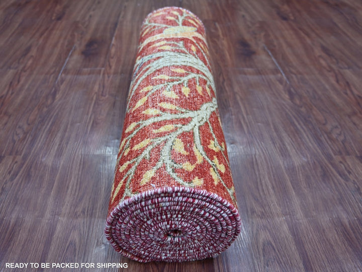2'10" x 15'10" New Hand Knotted Red Wool Runner Oriental Rug - MOA10222816