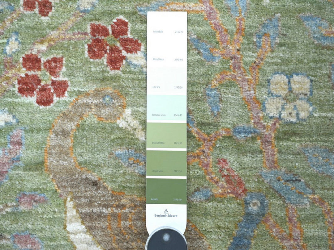 3'1" x 5'2" New Hand Knotted Green Wool Rectangle Oriental Rug - MOA10222818