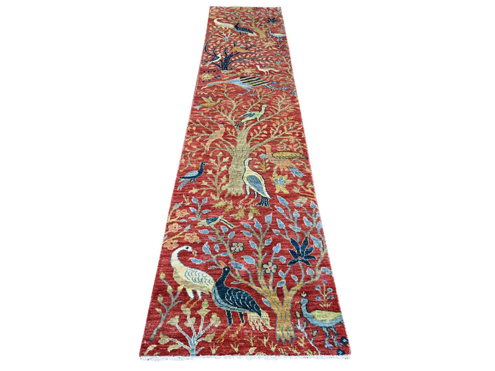 2'6" x 12'0" New Hand Knotted Red Wool Runner Oriental Rug - MOA10222819