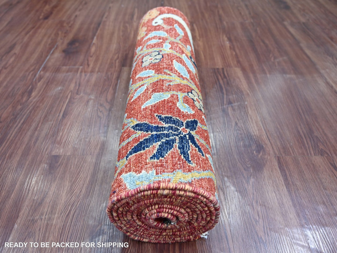 2'6" x 12'0" New Hand Knotted Red Wool Runner Oriental Rug - MOA10222819