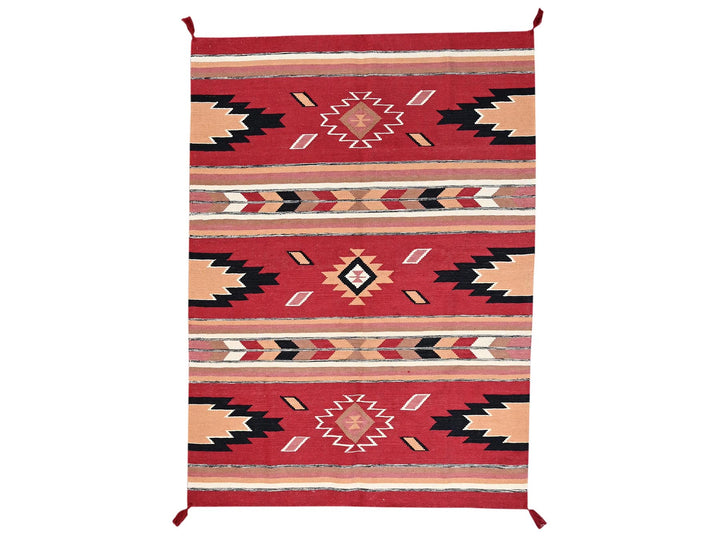 5'2" x 7'1" New Hand Woven Red Wool Rectangle Oriental Rug - MOA1022281