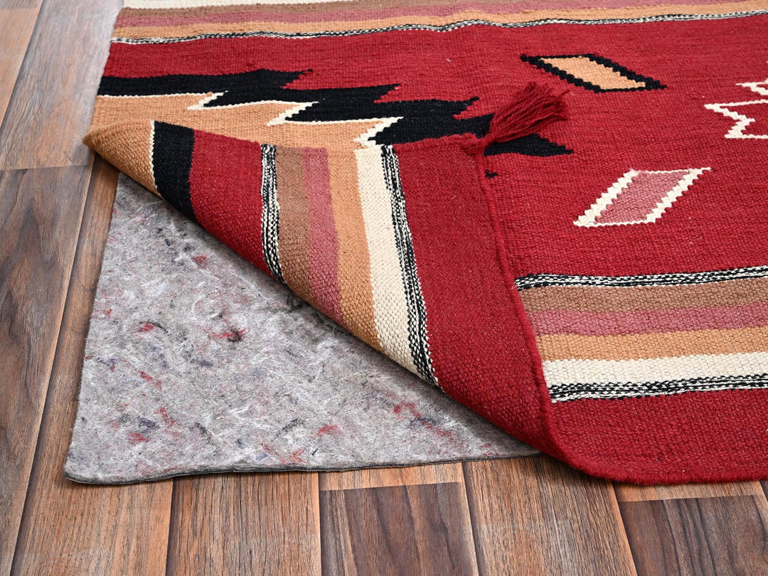 5'2" x 7'1" New Hand Woven Red Wool Rectangle Oriental Rug - MOA1022281