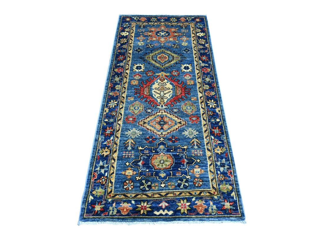 2'10" x 6'2" New Hand Knotted Blue Wool Runner Oriental Rug - MOA10222821