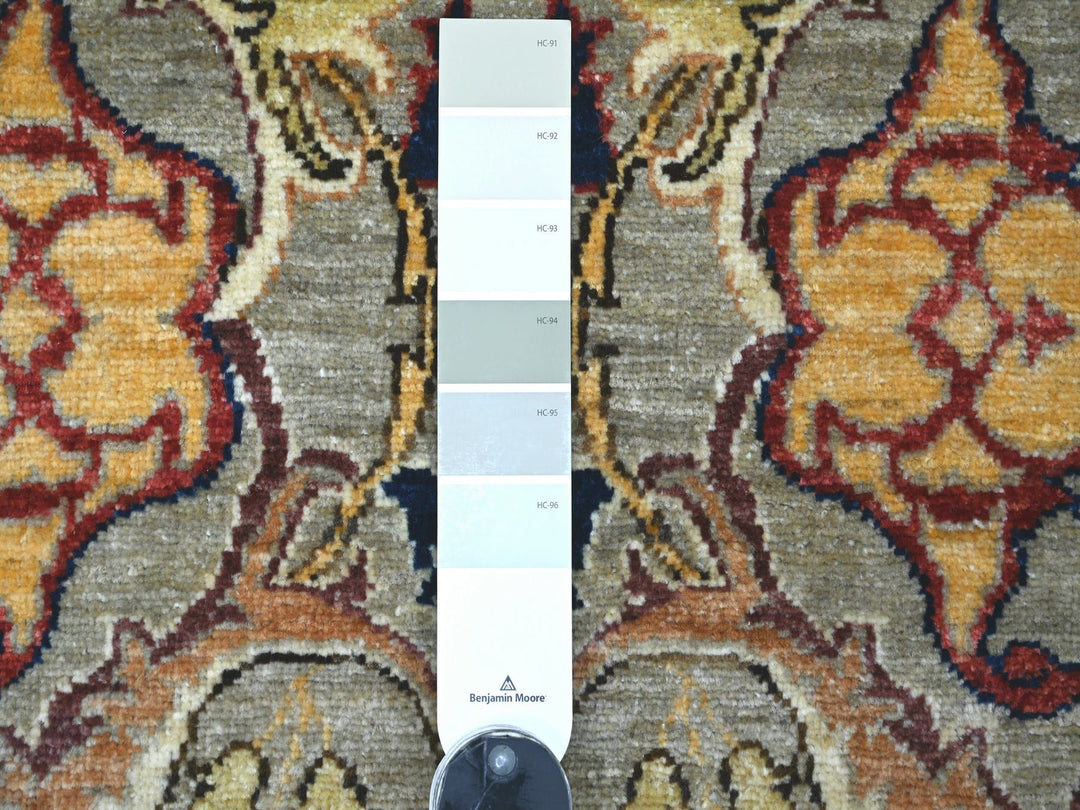 2'6" x 10'1" New Hand Knotted Grey Wool Runner Oriental Rug - MOA10222822