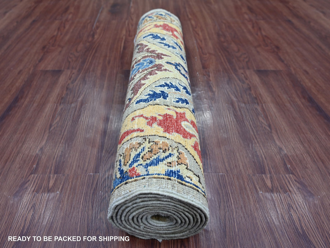 2'6" x 10'1" New Hand Knotted Grey Wool Runner Oriental Rug - MOA10222822