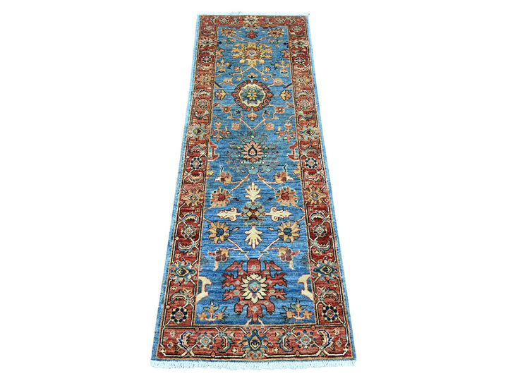 2'1" x 6'1" New Hand Knotted Blue Wool Runner Oriental Rug - MOA10222823