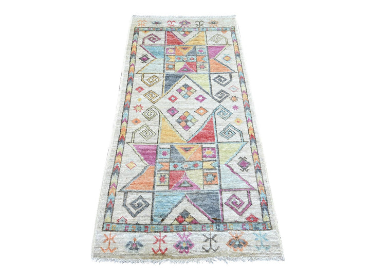 2'10" x 5'11" New Hand Knotted Grey Wool Runner Oriental Rug - MOA10222825