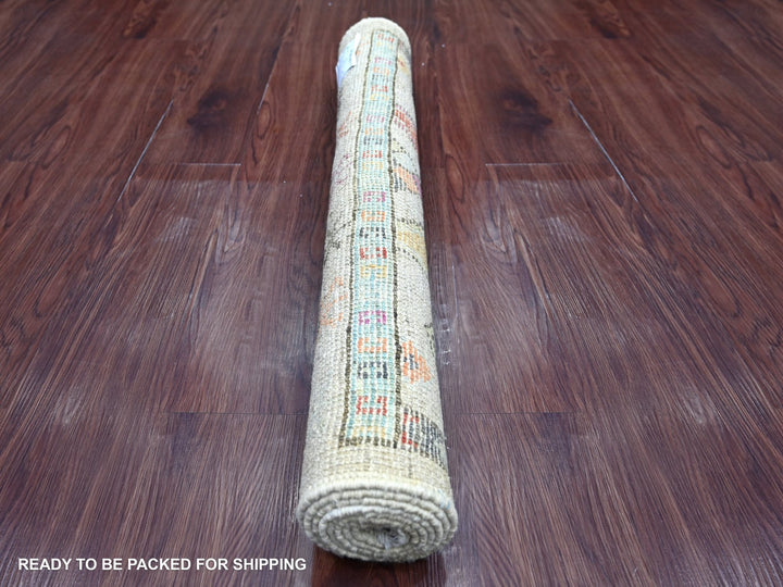 2'10" x 5'11" New Hand Knotted Grey Wool Runner Oriental Rug - MOA10222825
