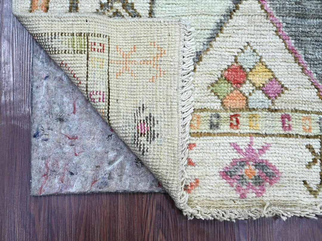 2'8" x 11'4" New Hand Knotted Grey Wool Runner Oriental Rug - MOA10222826