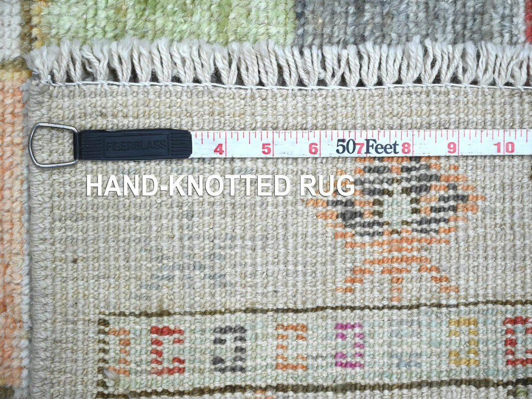 2'8" x 11'4" New Hand Knotted Grey Wool Runner Oriental Rug - MOA10222826