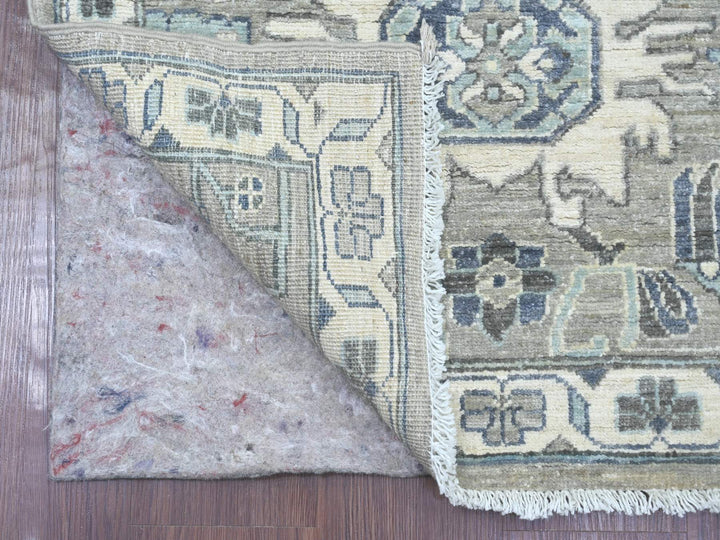 2'7" x 10'8" New Hand Knotted Grey Wool Runner Oriental Rug - MOA10222828