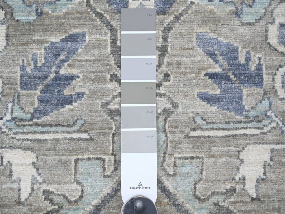 2'7" x 10'8" New Hand Knotted Grey Wool Runner Oriental Rug - MOA10222828