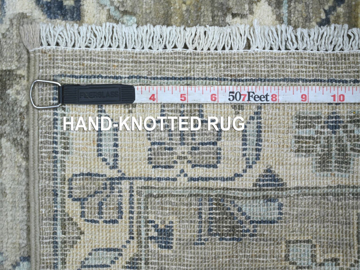 2'7" x 10'8" New Hand Knotted Grey Wool Runner Oriental Rug - MOA10222828