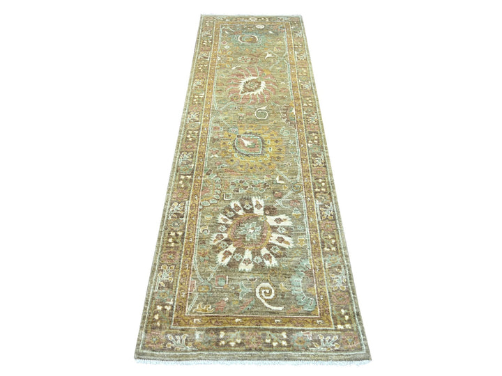 2'7" x 8'1" New Hand Knotted Brown Wool Runner Oriental Rug - MOA10222829