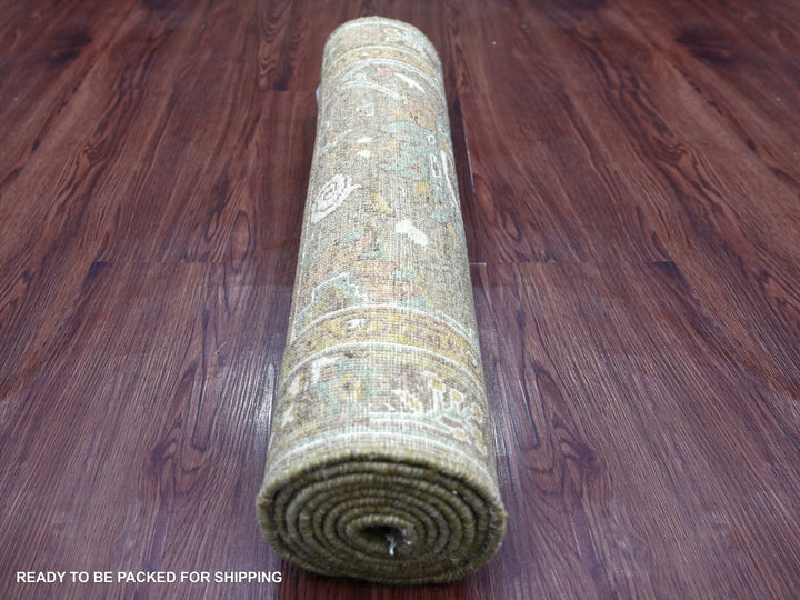 2'7" x 8'1" New Hand Knotted Brown Wool Runner Oriental Rug - MOA10222829