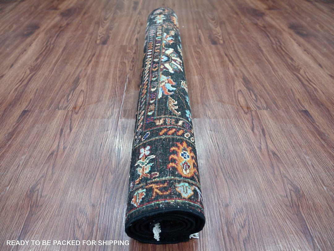 3'2" x 4'10" New Hand Knotted Black Wool Rectangle Oriental Rug - MOA10222830