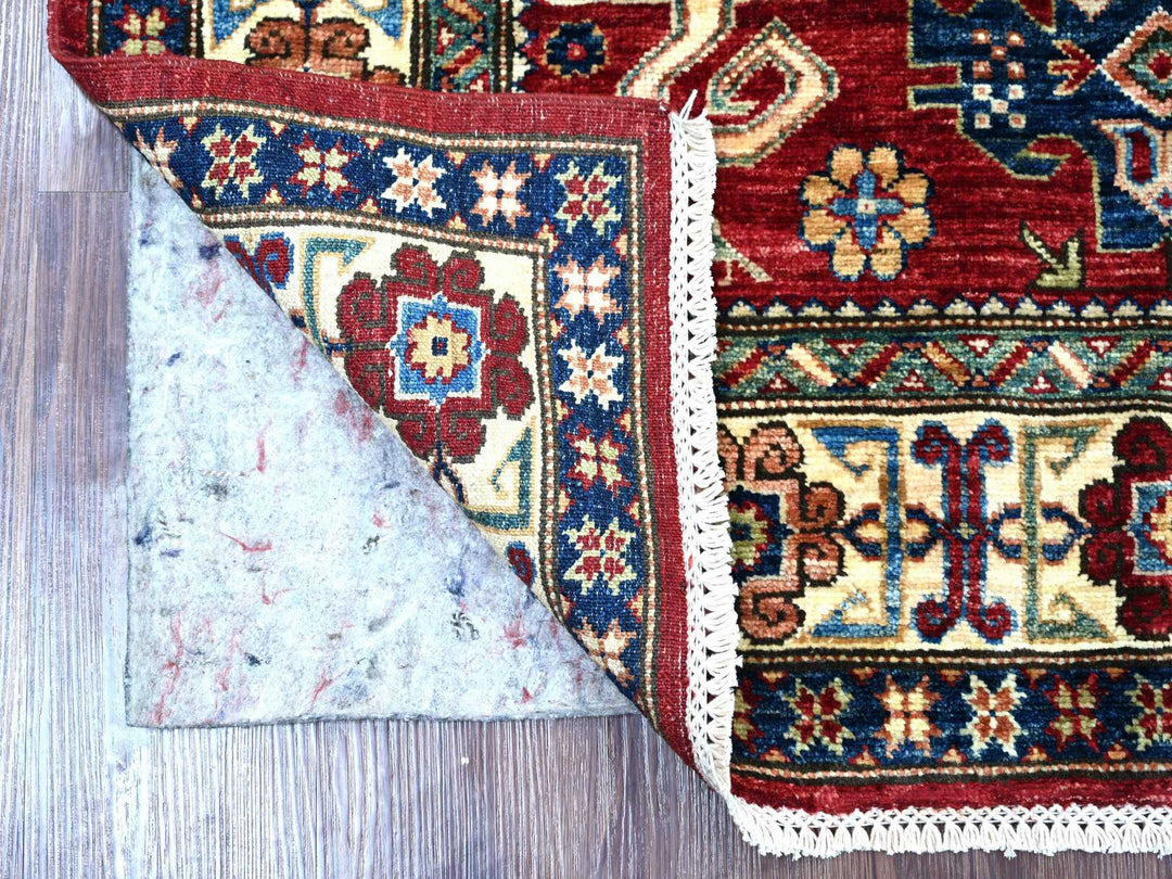 3'11" x 6'4" New Hand Knotted Red Wool Rectangle Oriental Rug - MOA10222831