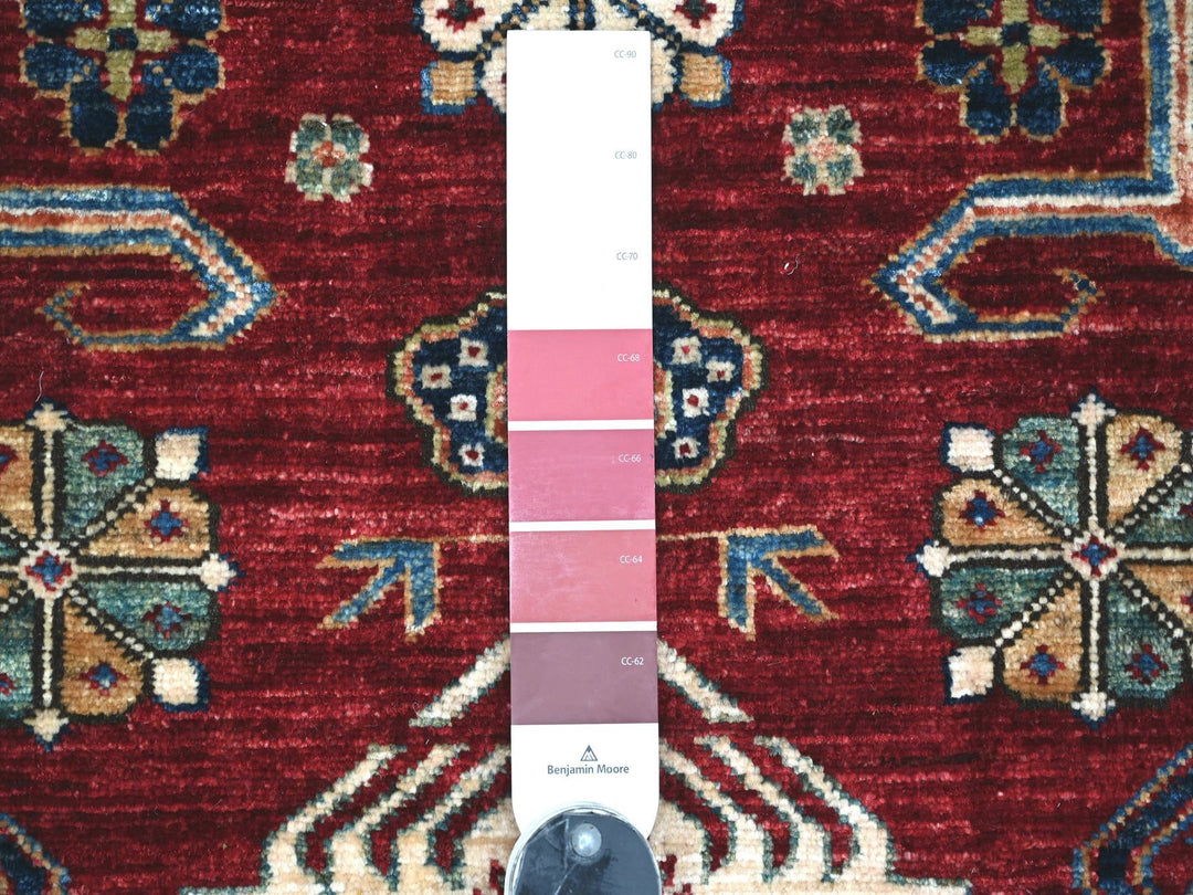 3'11" x 6'4" New Hand Knotted Red Wool Rectangle Oriental Rug - MOA10222831