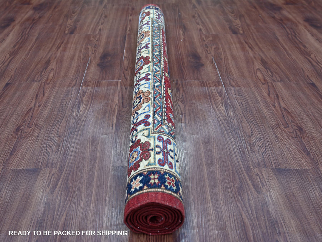 3'11" x 6'4" New Hand Knotted Red Wool Rectangle Oriental Rug - MOA10222831