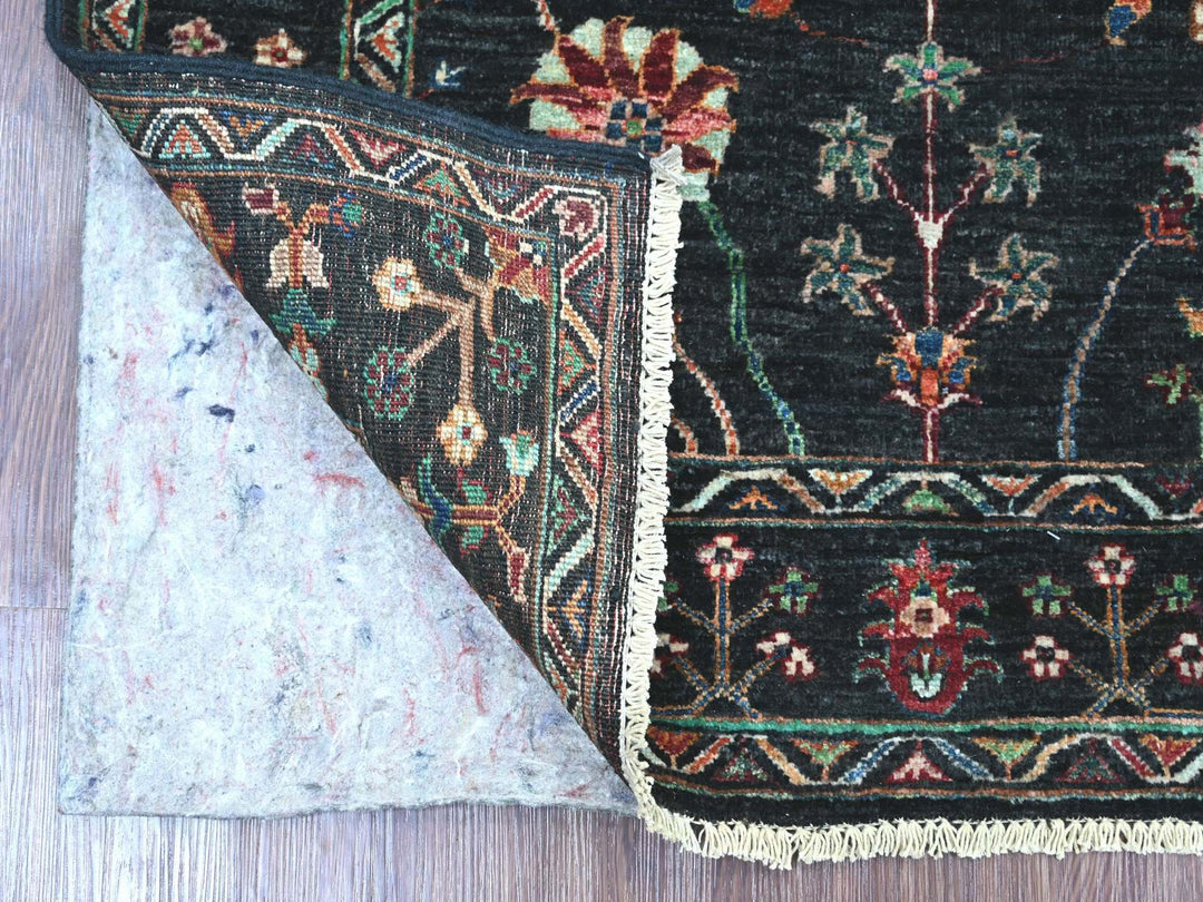 3'5" x 4'10" New Hand Knotted Black Wool Rectangle Oriental Rug - MOA10222833