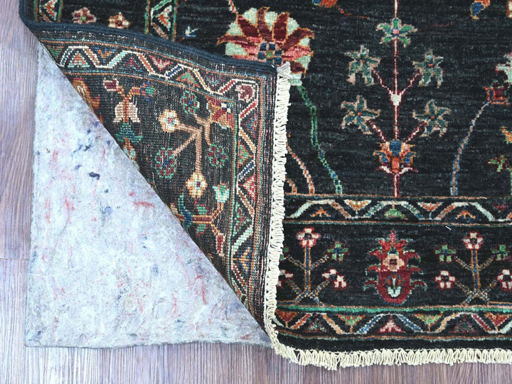 3'5" x 4'10" New Hand Knotted Black Wool Rectangle Oriental Rug - MOA10222833