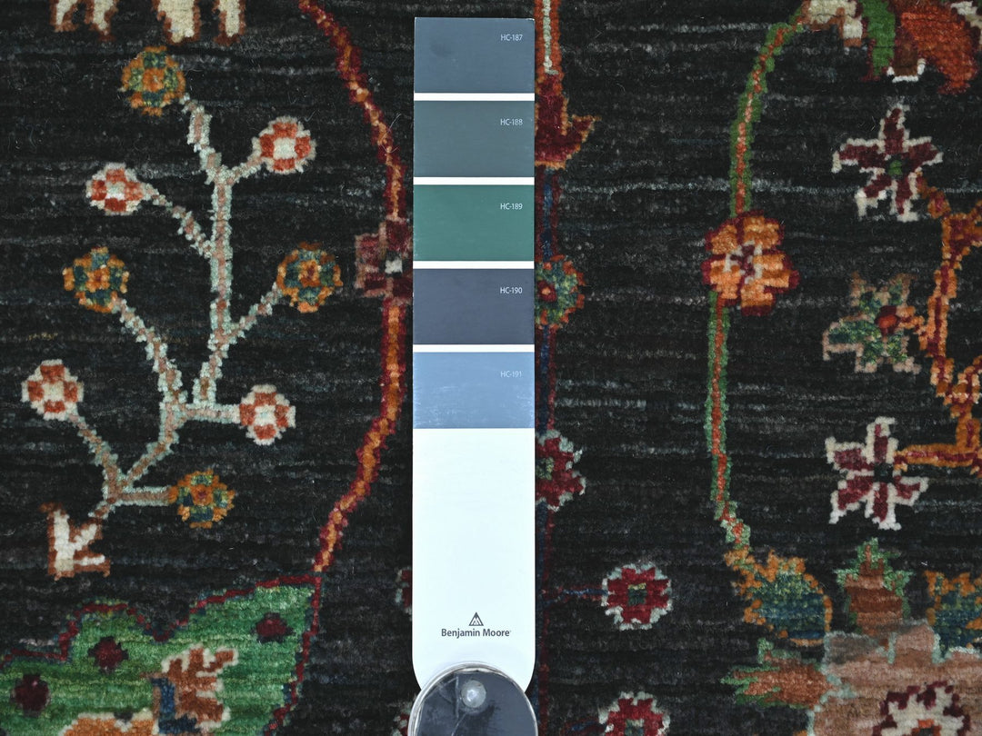 3'5" x 4'10" New Hand Knotted Black Wool Rectangle Oriental Rug - MOA10222833
