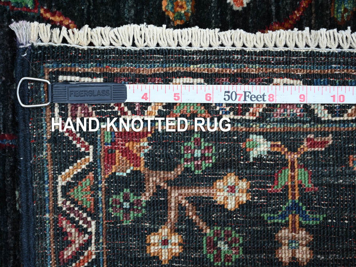 3'5" x 4'10" New Hand Knotted Black Wool Rectangle Oriental Rug - MOA10222833