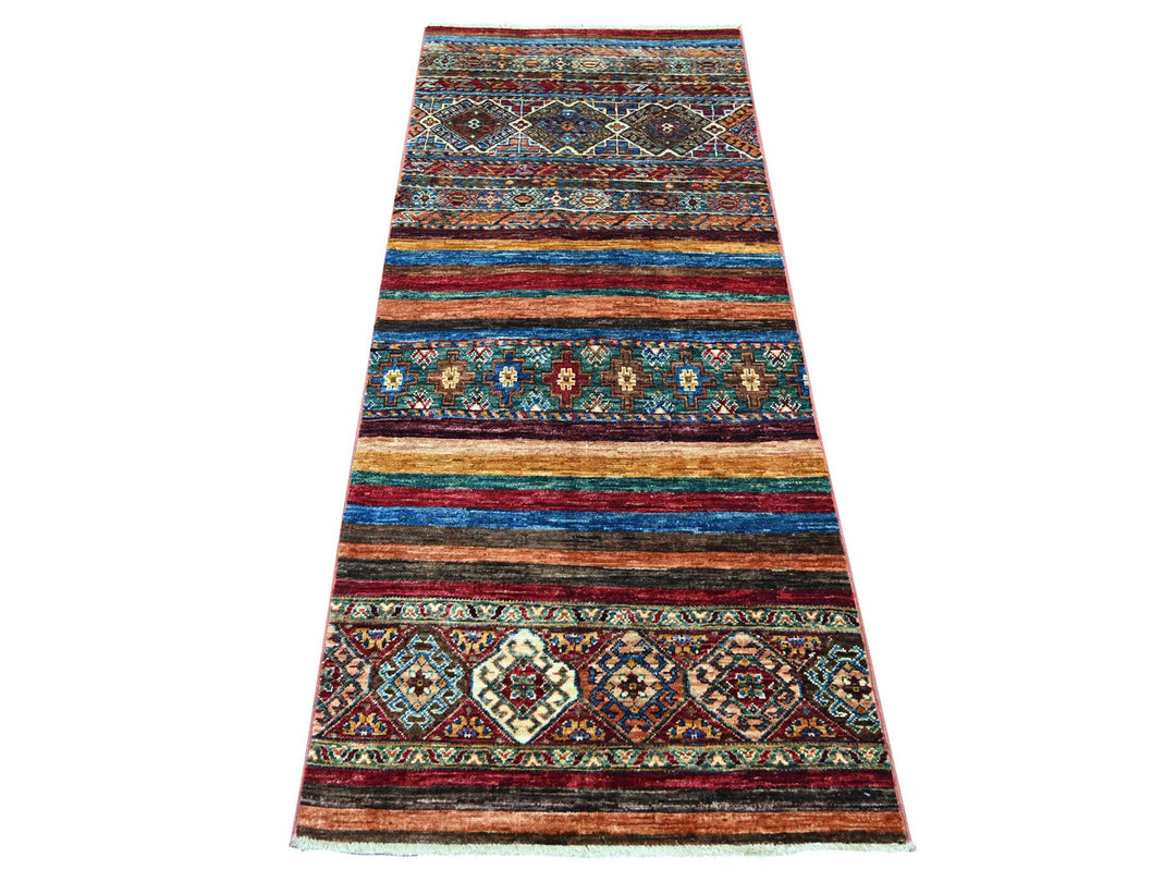 2'8" x 6'2" New Hand Knotted Multicolored Wool Runner Oriental Rug - MOA10222834
