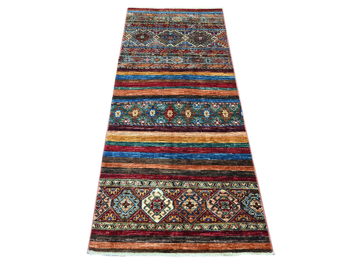 2'8" x 6'2" New Hand Knotted Multicolored Wool Runner Oriental Rug - MOA10222834